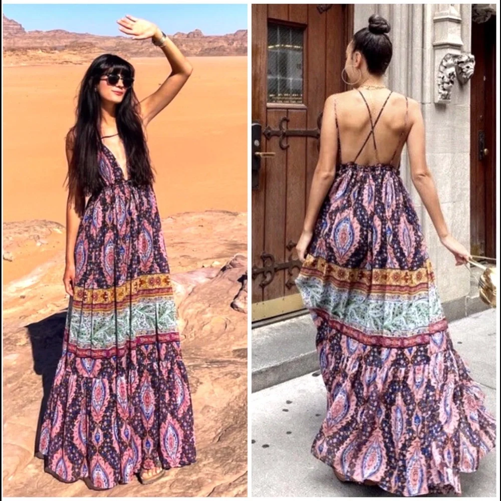 Zara long printed flowy dress limited edition